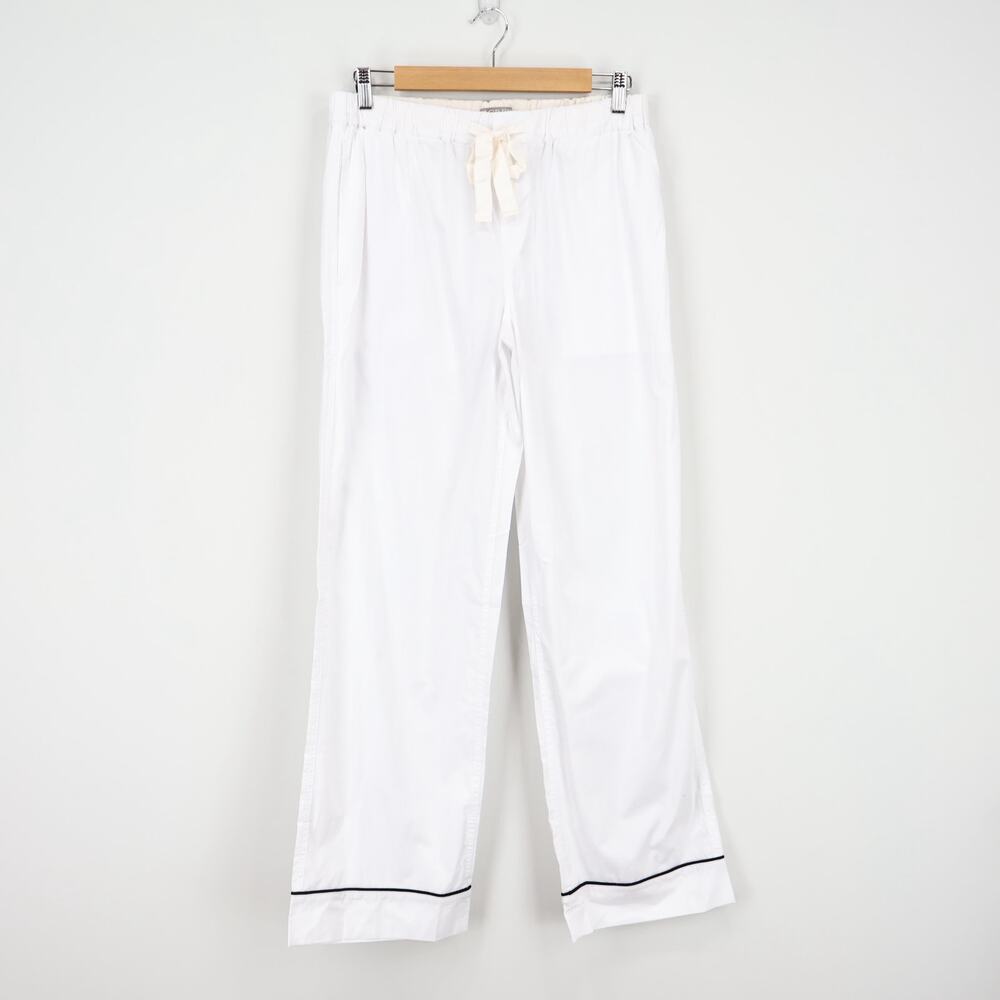 J. Crew White Cotton Pajama Set with Black Trim - Picture 10 of 15